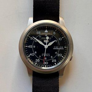 Men's Seiko 5 Automatic Stainless Steel Watch with Black Nylon Strap